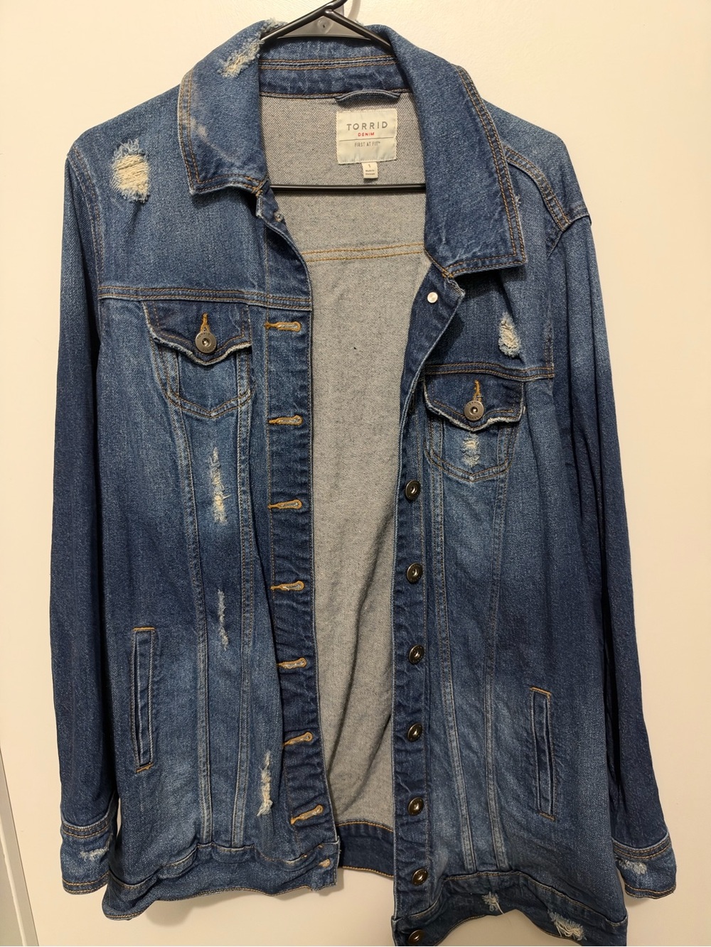 torrid Blue Distressed Denim Jacket